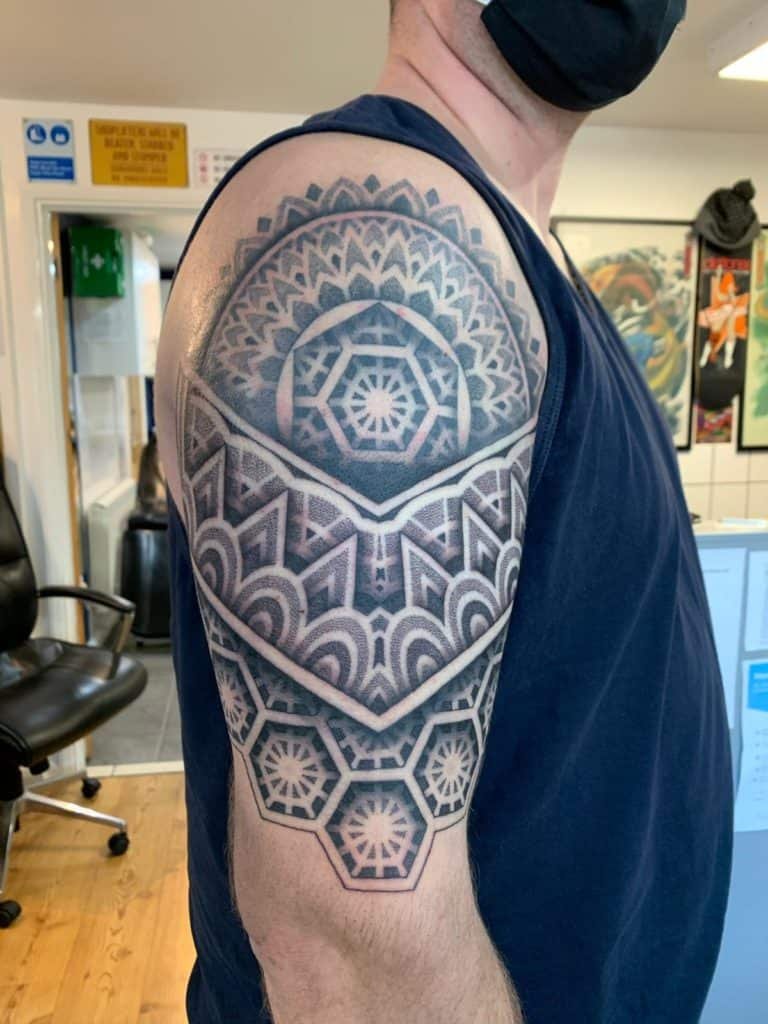 Mandala Upper Arm Tattoo Ideas from Garths Tattoos Kent CT14 (9)